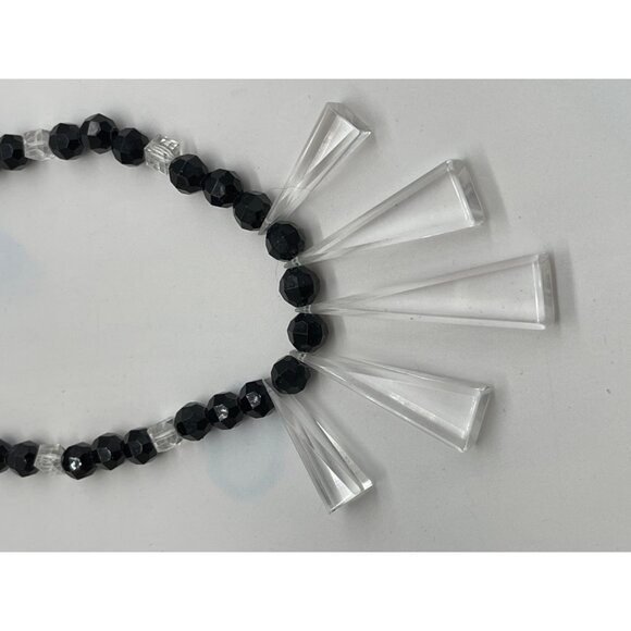 Vintage Fiocchi Style Art Deco Black and Clear Bakelite Egypyain bib Cleopatra N - Picture 6 of 6